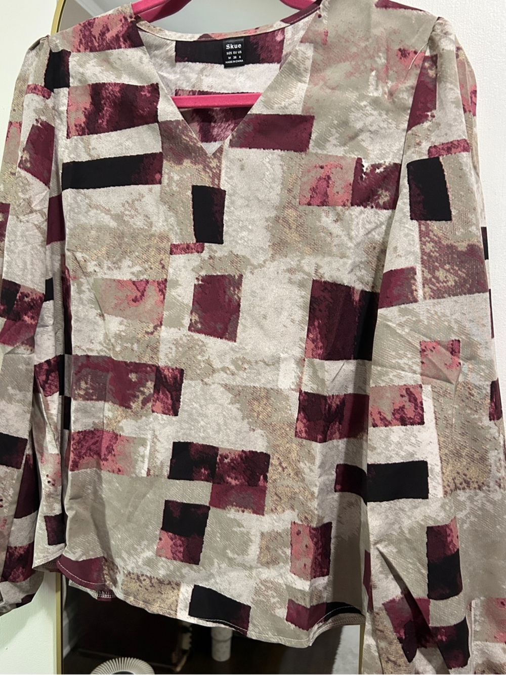Geometric V-Neck Blouse